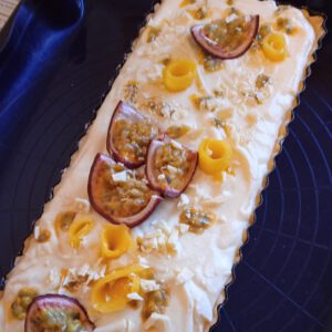 Maracuja-Mango Tarte mit Kokos